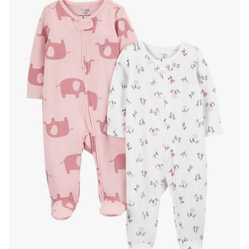 Simple Joys by Carter's Baby Girls' 2-way Zip Thermal Footed Sleep and Play, Pack of 2