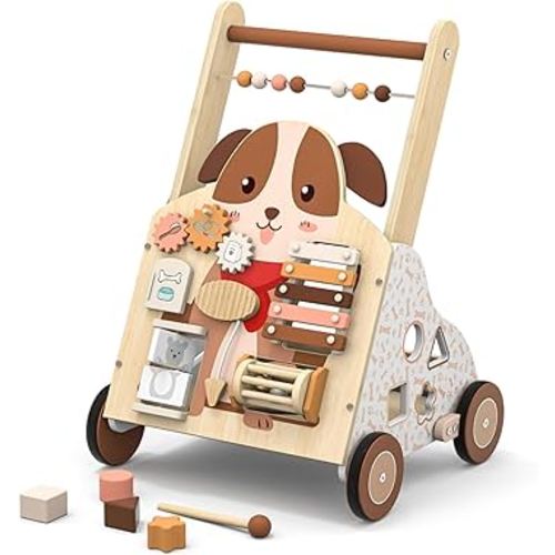 Wooden Baby Walker, Baby Push Walker, Activity Walker, for Babies 12 Months Learning to Walk, Montessori Walker Toy, Activity Center, Wooden Baby Toys