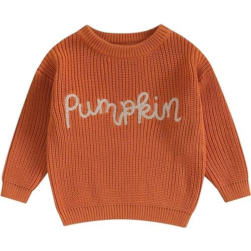 Baby Girl Cable Knit Sweater Long Sleeve Boho Floral Embroidery Oversized Sweatshirt Warm Fall Winter Clothes