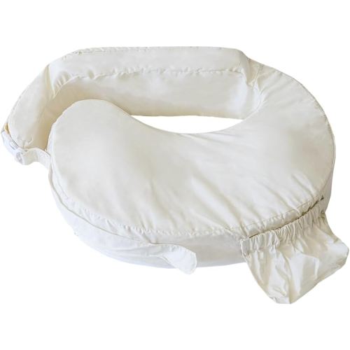 My Brest Friend Deluxe Organic Nursing Pillow 100% Organic Cotton Slipcover Ergonomic Breastfeeding Pillows Supports Both Mom and Baby Breastfeeding Essentials Handy Side Pocket Cream
