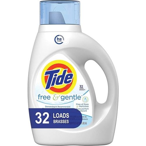 Tide Free and Gentle HE Liquid Laundry Detergent, Unscented and Hypoallergenic for Sensitive Skin, 32 Loads (Packaging May Vary)