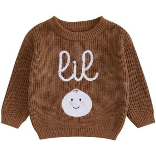 Toddler Baby Girl Knit Sweaters Oversized Long Sleeve Embroidery Shirt Top Newborn Infant Cute Fall Winter Clothes