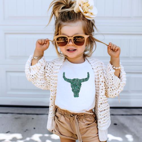 Western-style turquoise long horn T-shirt, Cowgirl shirt, Baby Onesie, Country girl Shirt, turquoise shirt, baby gift, kids and adults sizes