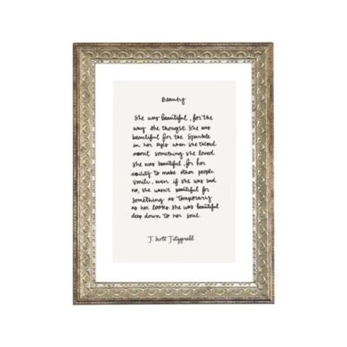 8" x 10" Beauty Antique Wall Art Gold - Petal Lane: Modern Canvas, Vertical Quote, Sawtooth Back