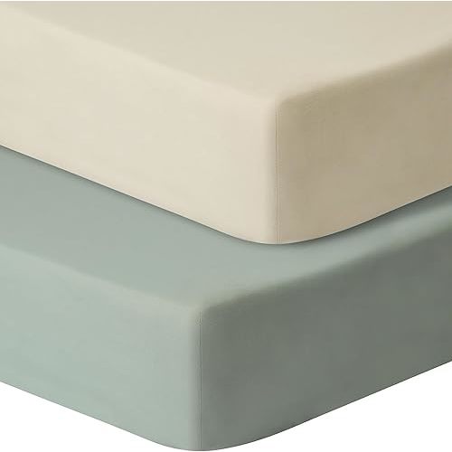 Baby Crib Sheets for Standard Crib and Toddler Mattress, 52x28x8in (Brown & Green)