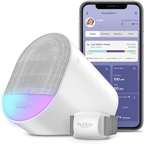Hubble Connected Guardian+ Smart, Connected, Wireless, Wi-Fi Enabled Baby Movement Monitor, Soothing Sounds, White Noise, Heart-Rate and Breathing Monitor with Free Hubbleclub App