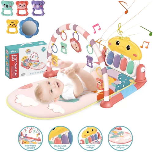 FANGNISN Tummy Time Baby Mat with Sensory Toys, Gift Set for Toddler Infants Aged 0-12 Months Babies 29"22"16"