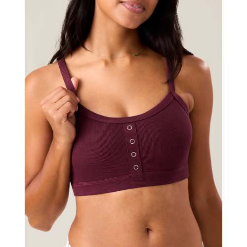 Ribbed Bamboo Pumping Bralette | Deep Burgundy - Kindred Bravely