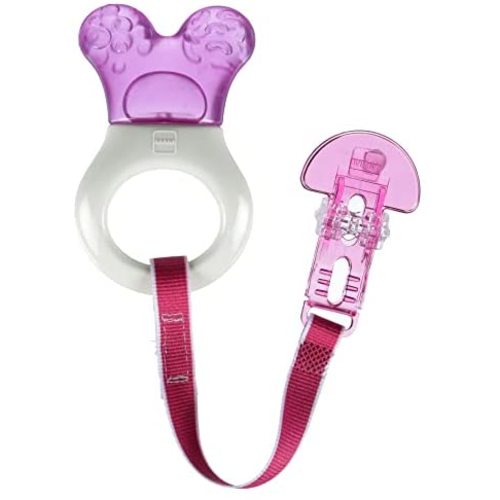 MAM Baby Toys, Teething Toys, Mini Cooler Teether with Clip, Girl, 2+ Months, 1-Count (7172-012-0-1)