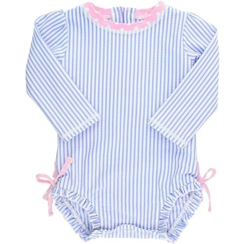 Amazon.com: RuffleButts® Baby/Toddler Girls Long Sleeve One Piece Swimsuit - Blue Seersucker with UPF 50+ Sun Protection - 0-3m: Clothing, Shoes & Jewelry