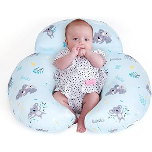 Nursing Pillow for Breastfeeding, Breastfeeding Pillows for More Support for Mom and Baby, with Plus Size Ergonomic Design and Removable Cotton Cover, Blue