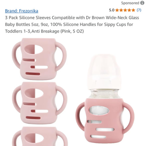 3 Pack Silicone Sleeves Compatible with Dr Brown Wide-Neck Glass Baby Bottles 5oz, 9oz, 100% Silicone Handles for Sippy Cups for Toddlers 1-3,Anti Breakage (Pink, 5 OZ)