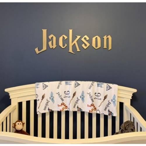 Wizard custom wood name sign 16" to 48" wide, nursery sign, over crib sign, nursery letters, wizard room