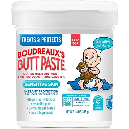 Boudreaux's Butt Paste for Sensitive Skin Diaper Rash Cream, Ointment for Baby, 14 oz Flip top Jar - 14 Ounce (Pack of 1)