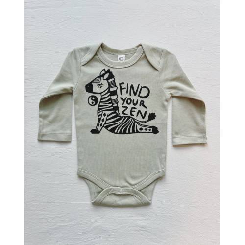 Zen Zebra baby bodysuit, Organic Cotton Baby Clothes, Hippie Baby, Safari baby, Zebra one-piece, Neutral baby gift, Gift for baby, Yoga baby
