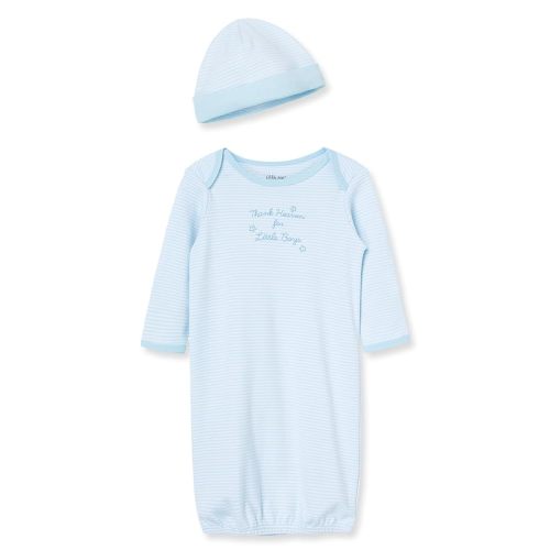 Little Me Clothes for Baby Boys' 2-Piece Nightgown and Cap Set 100% Cotton with Elastic Bottom, Baby Essentials, 0-3 Months