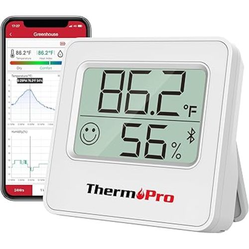 ThermoPro TP357 Digital Hygrometer Indoor Thermometer of 260FT, Bluetooth Thermometer Humidity Meter with Smart App, Room Thermometer Humidity Gauge with Temperature Humidity Sensor