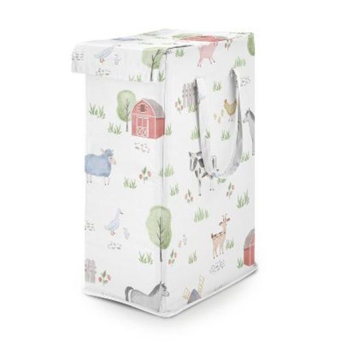Sweet Jojo Designs Gender Neutral Unisex Foldable Laundry Hamper with Handles Farm Animals Multicolor