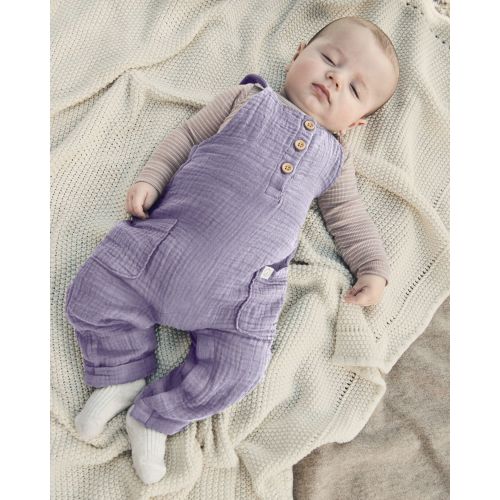 Baby Organic Cotton Gauze Overalls in Lilac - Little Planet | Carter's