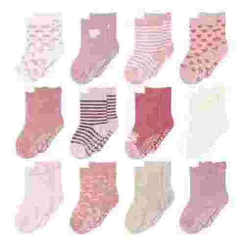 The Peanutshell Organic Baby Socks, Cotton Crew Socks for Girls 3 Months, Blush Mauve