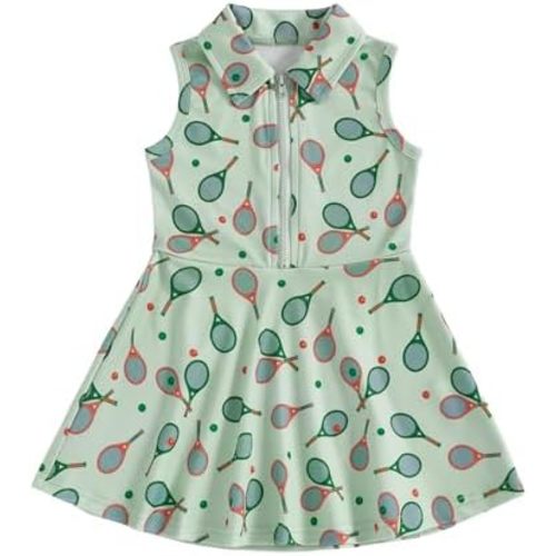 Toddler Baby Girl Dress Kids Polo Tank Dresses Golf Cart Outfit Zipper Ruffle Sleeveless A-line Dress Summer Clothes
