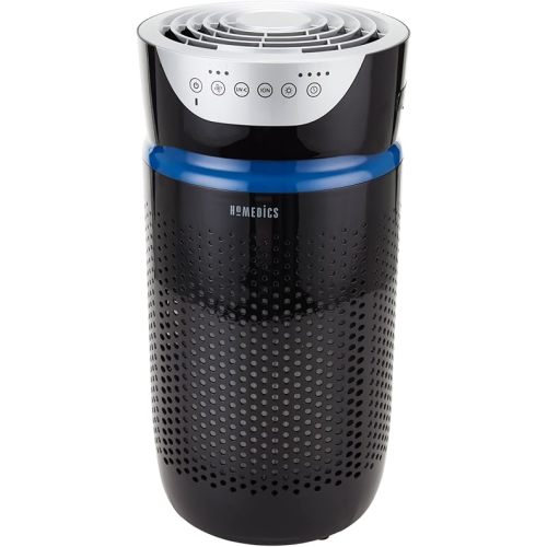 Homedics 5-in-1 UV-C Air Purifier - 360-Degree HEPA Filter for 170 Sq Ft, Air Purifiers for Bedroom and Home with Essential Oil Pads and Built-In Timer, 3 Speed Settings for Small Rooms, Black