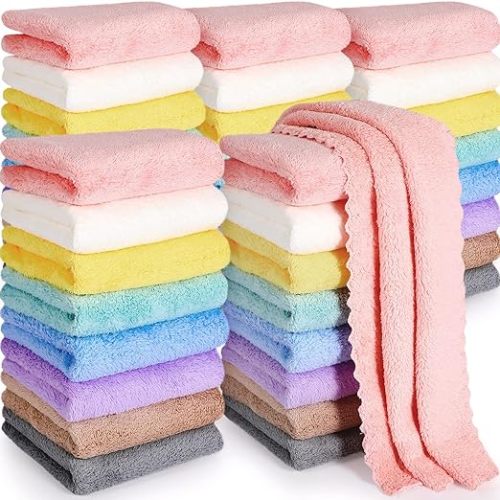 Mixweer 40 Pack Baby Burp Cloths Bulk 20x10 Inch Absorbent Muslin Burp Cloths Microfiber Baby Washcloths for Burp Rags Burping Cloths for Newborn Infant Toddler Bath Essentials(Multicolor)