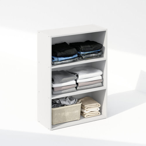 Ebern Designs Juel 3-Tier Multipurpose Open Shelf Clothing & Closet Storage Organization, Plain White & Reviews | Wayfair