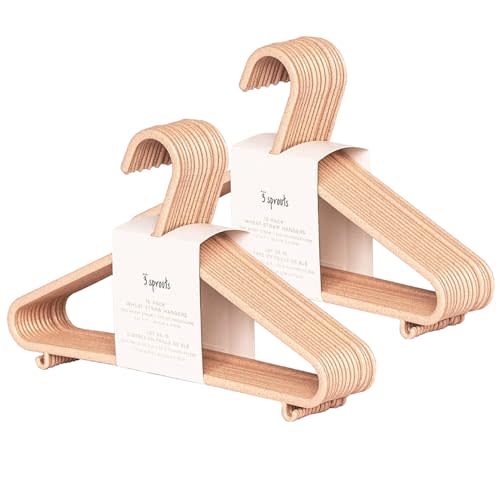 3 Sprouts Wheat Straw Plastic Hangers - 30-Pack Eco-Conscious Toddler Hangers for Child & Baby Clothes, Coats - Kid Closet Hangers Ideal for Small Girls, Boys, Children & Kids - Speckled Pink