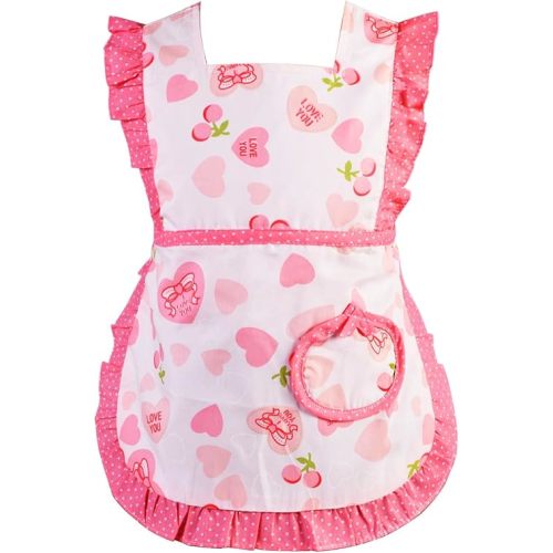 Heart Pattern Ruffles Children Apron