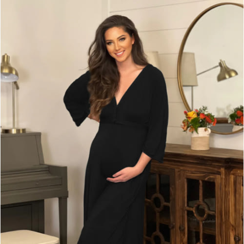 Amelia Labor & Postpartum Gown in Black – Lila
