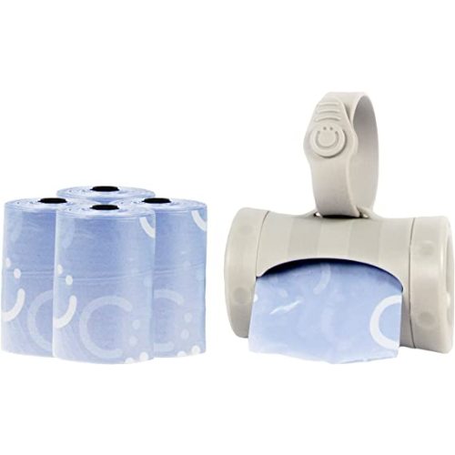 Ubbi On-the-Go Gray Bag Dispenser and Waste Disposal Bags Refill, 60 Lavender Scented Diaper Bags, Baby Savings Bundle, New Parent Gift