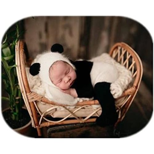 Vemonllas Newborn Photography Props Boys Girls Outfits Mohair Bear Hat Bonnet & Footed Romper Bodysuit Photoshoot Costume Set