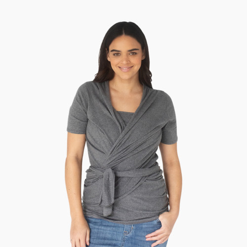Kindred Bravely Organic Cotton Skin to Skin Wrap Top - Grey Heather, X-Large