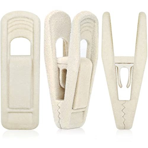 TOFIIGREM Velvet Hanger Clips - 40 PCS Beige Non-Slip Velvet Clips for Pants, Suits & Skirts