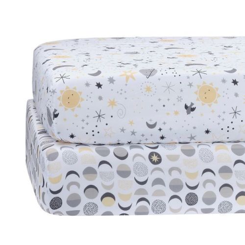 Bedtime Originals Celestial Moon/Stars 2-Pack Fitted Crib/Toddler Sheet Set