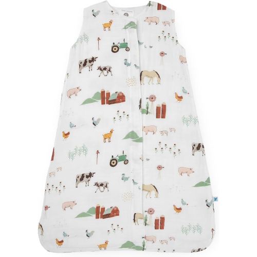 Little Unicorn 0-6 Month Premium Muslin Sleep Sack 1.1 TOG | Soft & Breathable Muslin Cotton for safer sleep | 2 way zipper (Farmyard)