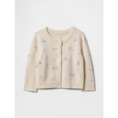 Baby Floral Embroidered Cardigan Sweater