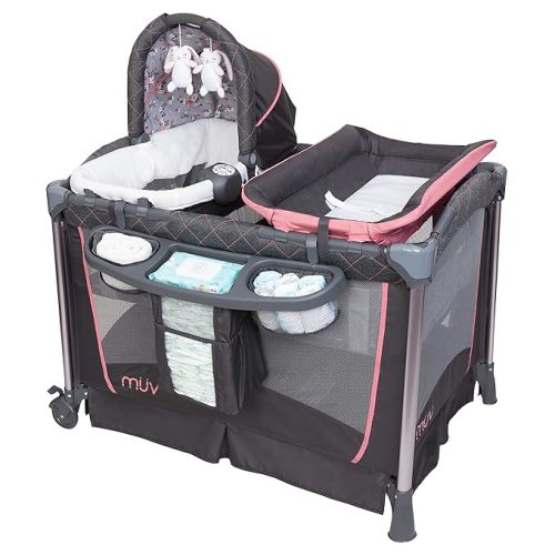 Baby Trend Playard & Bassinet Crib w/ Changing Table, Custom Grow Nursery Center, Jaclyn - Portable Play Yard and Playpen for Toddlers and Infants