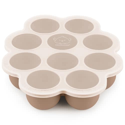 KeaBabies Silicone Food Freezer Trays with Lid, 2oz x 10 Pods Baby Food Storage Containers, Easy Puree Meal Prep, Breast Milk Silicone Freezer Molds, Dishwasher, Microwave Safe,BPA-Free(Chai Latte)
