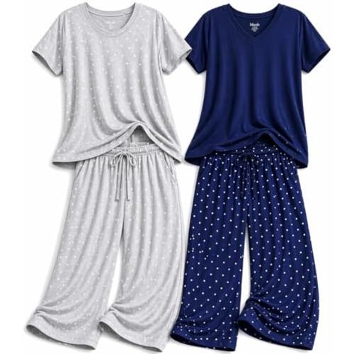 Blush by Us Angels Ultra Soft Women's Pajama Set, Breathable Light Stretchy, Ladies Lounge Set, 4-Piece PJ Set