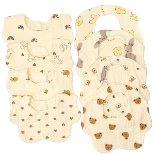 DOSMINE Muslin Baby Bibs for Drooling and Teething Newborn Drool Bibs for Baby Girl Boy