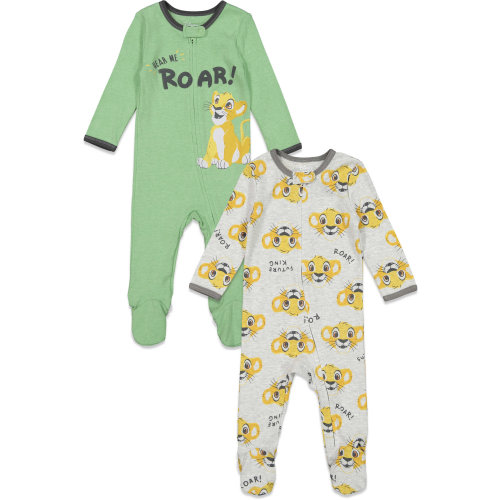 Disney Lion King Simba Infant Baby Boys 2 Pack Zip Up Sleep N' Plays Newborn to Infant
