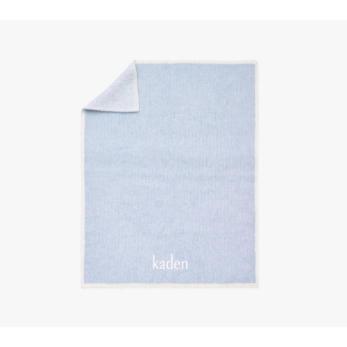 Border Baby Blanket- Chambray Blue Personalized