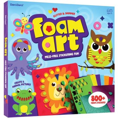 Dan&Darci Glitter & Shimmer Foam Art Stickering Kit - 6 Animal Pictures, 800+ Stickers, Crafts for Toddlers, Gift for Kids