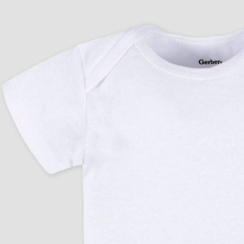 Gerber Baby 4pk Short Sleeve Onesies Bodysuit - White 6-9M: Cotton Ribbed Bodysuits