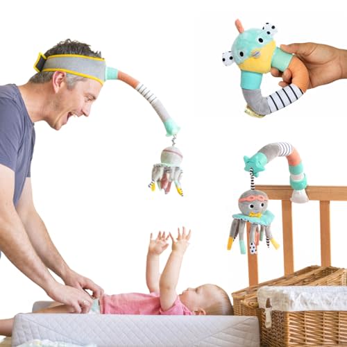 DINGLE DANGLE - Baby Gift Set - 3 in 1 Diaper Changing Helper Headband, Baby Mobile, & Sensory Rattle; Newborn Essentials Must Have - Great Baby Registry or Shower Gift - Featured on Shark Tank