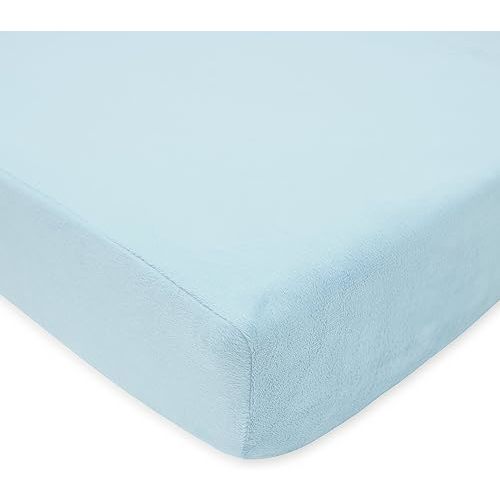 American Baby Company Heavenly Soft Chenille Fitted Crib Sheet 28" x 52", Warm and Cozy Neutral Chenille Sheet, Blue, for Boys and Girls, Fits Crib and Toddler Bed mattresses