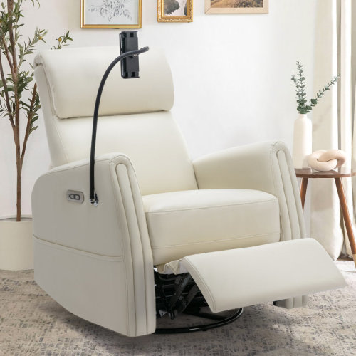 Latitude Run® Wide Upholstered Swivel Power Recliner with USB & Type C Charging Ports, Phone & Pad Holders & Reviews | Wayfair
