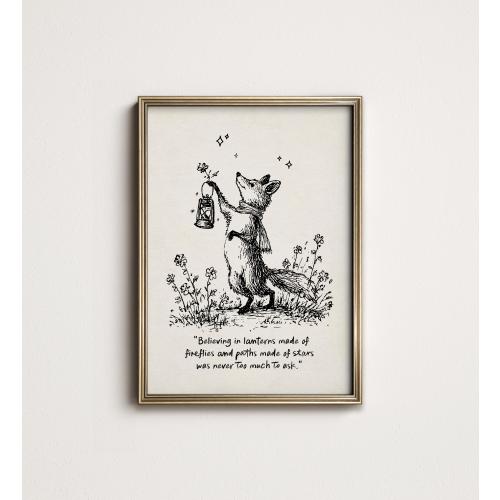 Woodland Fox Storybook Wall Art, Cottagecore Nursery Quote Wall Decor, Fairytale Neutral Downloadable Digital PRINTABLE North Prints ST-10